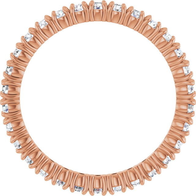 14K Gold Round Lab-Grown Diamond Shared Split-Prong Eternity Band – 2 mm Stones - Rose Gold - view 2