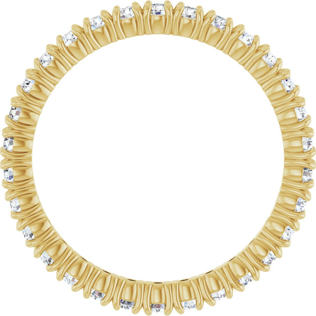 14K Gold Round Lab-Grown Diamond Shared Split-Prong Eternity Band – 2 mm Stones - Yellow Gold - view 2