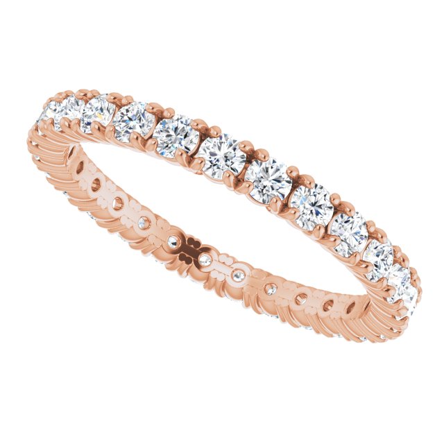 14K Gold Round Lab-Grown Diamond Shared Split-Prong Eternity Band – 2 mm Stones - Rose Gold - view 5