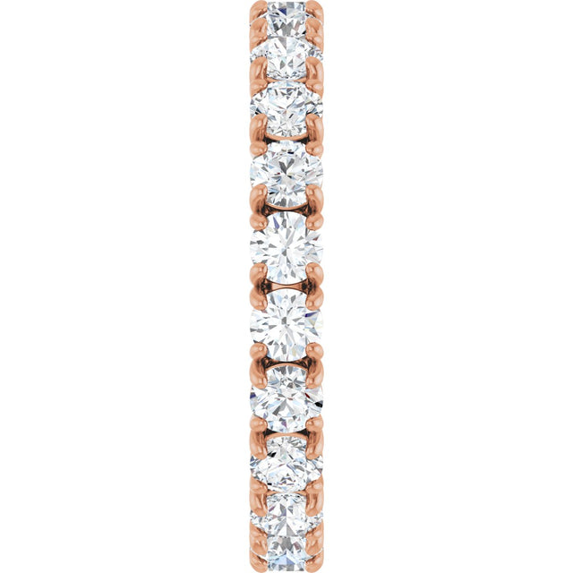 14K Gold Round Natural Diamond Shared Split-Prong Eternity Band – 2.5 mm Stones - Rose Gold - view 5