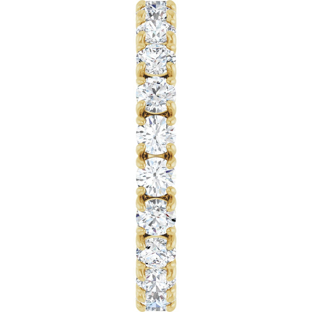 14K Gold Round Natural Diamond Shared Split-Prong Eternity Band – 2.5 mm Stones - Yellow Gold - view 4