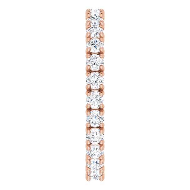 14K Gold Round Lab-Grown Diamond Shared Split-Prong Eternity Band – 2 mm Stones - Rose Gold - view 4
