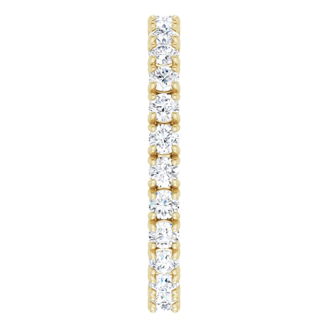 14K Gold Round Lab-Grown Diamond Shared Split-Prong Eternity Band – 2 mm Stones - Yellow Gold - view 4