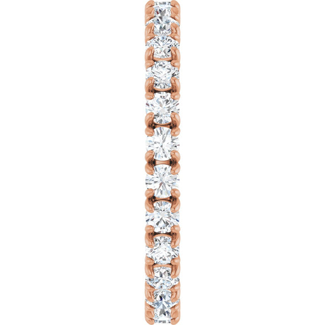 14K Gold Round Lab-Grown Diamond Shared Split-Prong Eternity Band – 2 mm Stones - Rose Gold - view 4