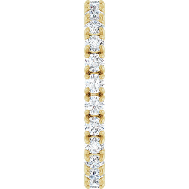 18K Gold Round Natural Diamond Shared Split-Prong Eternity Band – 2 mm Stones - Yellow Gold - view 4
