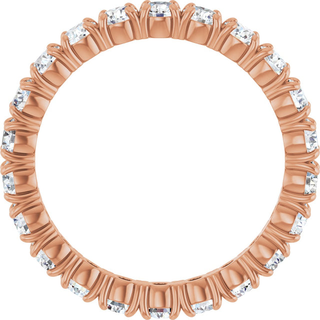 14K Gold Round Natural Diamond Shared Split-Prong Eternity Band – 2.5 mm Stones - Rose Gold - view 2