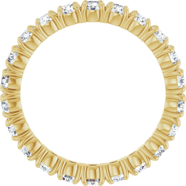 14K Gold Round Natural Diamond Shared Split-Prong Eternity Band – 2.5 mm Stones - Yellow Gold - view 2