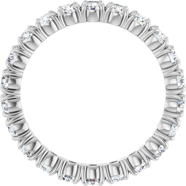 14K Gold Round Natural Diamond Shared Split-Prong Eternity Band – 2.5 mm Stones - White Gold - view 2