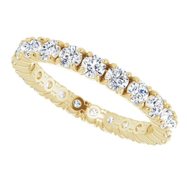 14K Gold Round Lab-Grown Diamond Shared Split-Prong Eternity Band – 2.5 mm Stones - Yellow Gold - view 5