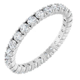18K Gold Round Natural Diamond Shared Split-Prong Eternity Band – 2 mm Stones - White Gold