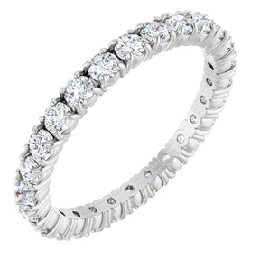 18K Gold Round Natural Diamond Shared Split-Prong Eternity Band – 2 mm Stones - White Gold