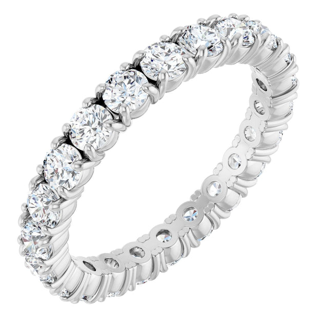 Platinum Round Lab-Grown Diamond Shared Split-Prong Eternity Band – 2.5 mm Stones
