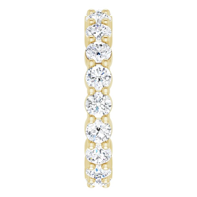 18K Gold Round Natural Diamond Shared-Prong Eternity Band – 3 mm Stones - Yellow Gold - view 4