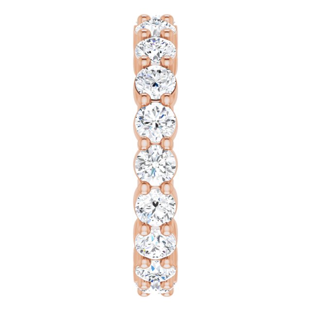 14K Gold Round Natural Diamond Shared-Prong Eternity Band – 3 mm Stones - Rose Gold - view 4