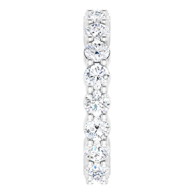 18K Gold Round Natural Diamond Shared-Prong Eternity Band – 3 mm Stones - White Gold - view 4