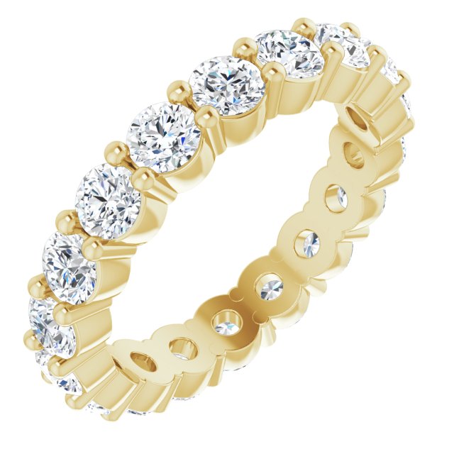 14K Gold Round Lab-Grown Diamond Shared-Prong Eternity Band – 3 mm Stones - Yellow Gold
