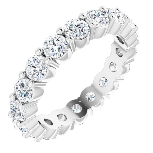 14K Gold Round Lab-Grown Diamond Shared-Prong Eternity Band – 3 mm Stones - White Gold