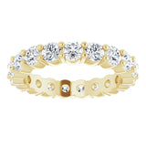 18K Gold Round Natural Diamond Shared-Prong Eternity Band – 3 mm Stones - Yellow Gold - view 3