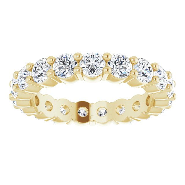 18K Gold Round Natural Diamond Shared-Prong Eternity Band – 3 mm Stones - Yellow Gold - view 3
