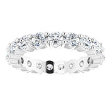 18K Gold Round Natural Diamond Shared-Prong Eternity Band – 3 mm Stones - White Gold - view 3