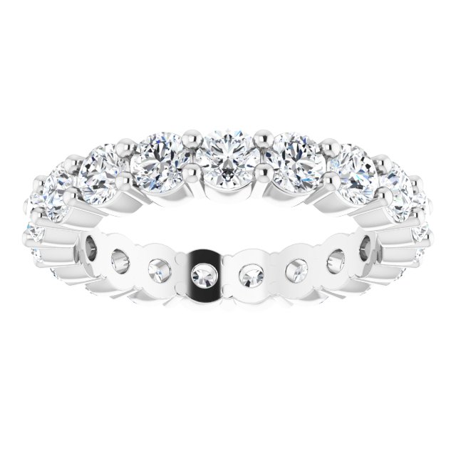 18K Gold Round Natural Diamond Shared-Prong Eternity Band – 3 mm Stones - White Gold - view 3