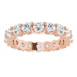 14K Gold Round Lab-Grown Diamond Shared-Prong Eternity Band – 3 mm Stones - Rose Gold - view 3