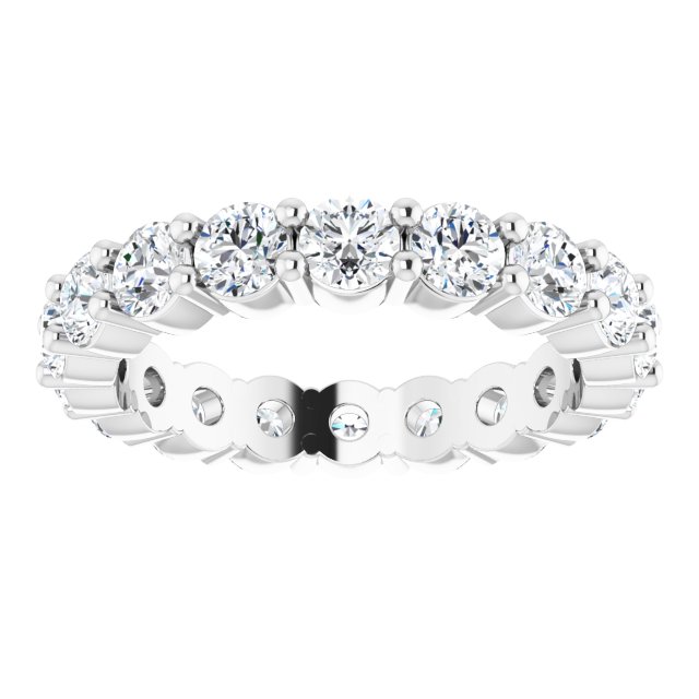 Platinum Round Lab-Grown Diamond Shared-Prong Eternity Band – 3 mm Stones - view 3