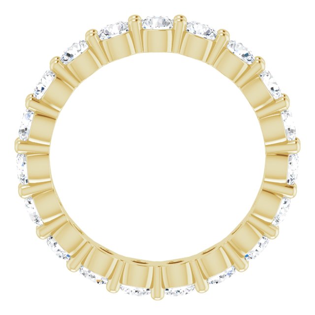 18K Gold Round Natural Diamond Shared-Prong Eternity Band – 3 mm Stones - Yellow Gold - view 2