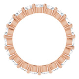 14K Gold Round Natural Diamond Shared-Prong Eternity Band – 3 mm Stones - Rose Gold - view 2