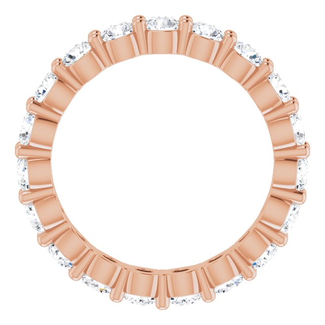 14K Gold Round Natural Diamond Shared-Prong Eternity Band – 3 mm Stones - Rose Gold - view 2