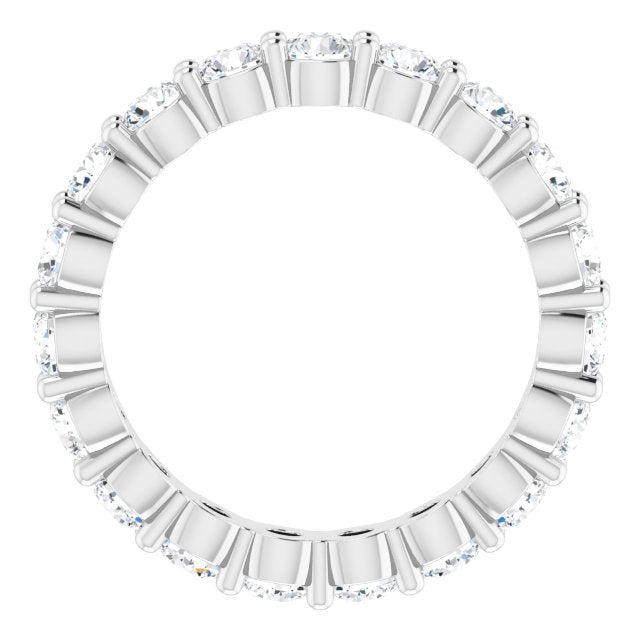 18K Gold Round Natural Diamond Shared-Prong Eternity Band – 3 mm Stones - White Gold - view 2