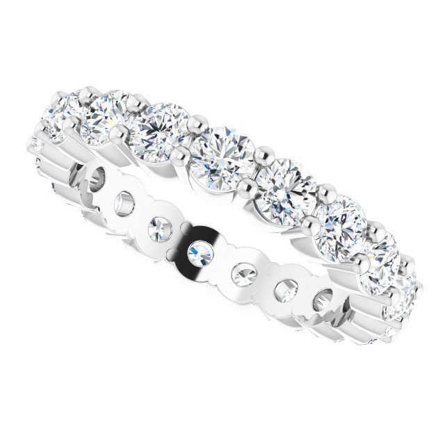 18K Gold Round Natural Diamond Shared-Prong Eternity Band – 3 mm Stones - White Gold - view 5