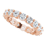 14K Gold Round Lab-Grown Diamond Shared-Prong Eternity Band – 3 mm Stones - Rose Gold - view 5