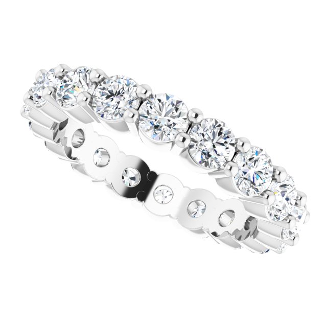 14K Gold Round Lab-Grown Diamond Shared-Prong Eternity Band – 3 mm Stones - White Gold - view 5