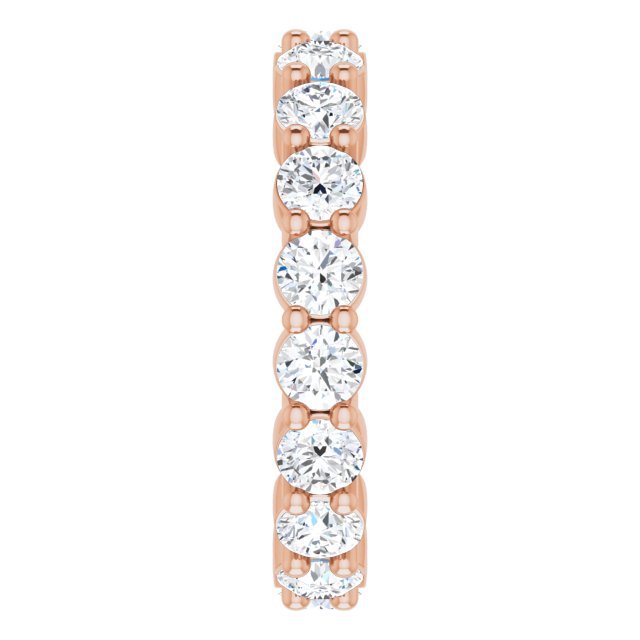 14K Gold Round Lab-Grown Diamond Shared-Prong Eternity Band – 3 mm Stones - Rose Gold - view 4