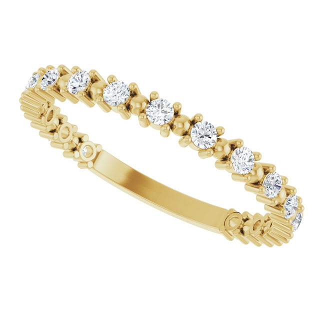 14K Gold Round Natural Diamond Beaded Anniversary Band – 1/6–3/4 CTW - Yellow Gold - view 5