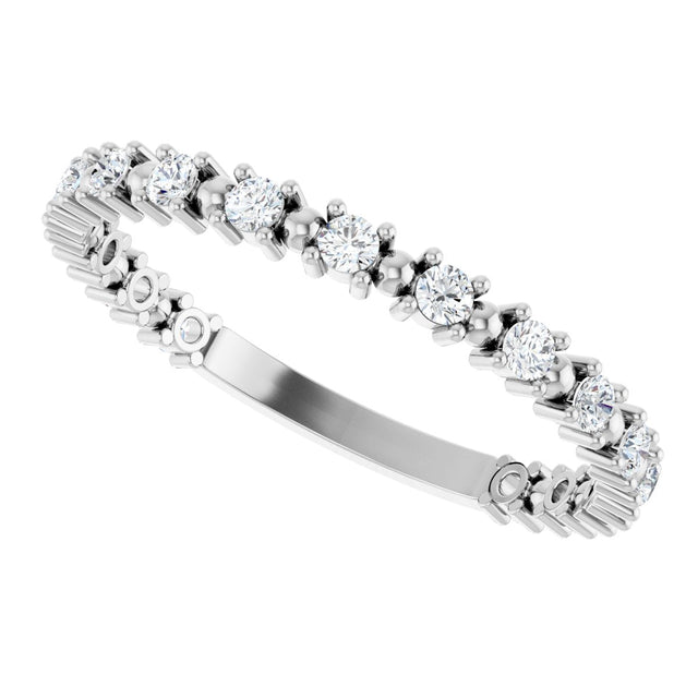 Platinum Round Natural Diamond Beaded Anniversary Band – 1/6–3/4 CTW - view 5