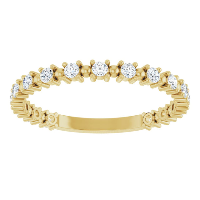 14K Gold Round Natural Diamond Beaded Anniversary Band – 1/6–3/4 CTW - Yellow Gold - view 3