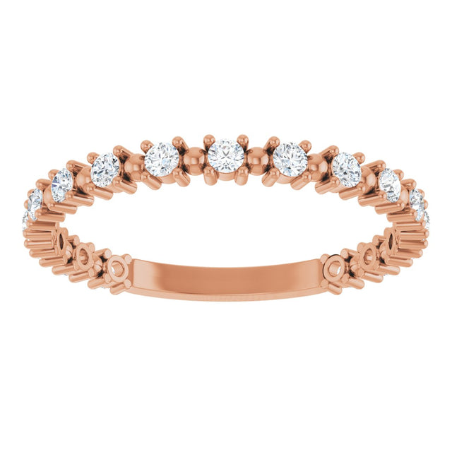 14K Gold Round Natural Diamond Beaded Anniversary Band – 1/6–3/4 CTW - Rose Gold - view 3