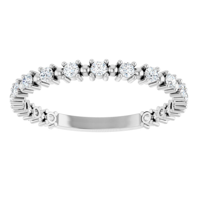 Platinum Round Natural Diamond Beaded Anniversary Band – 1/6–3/4 CTW - view 3