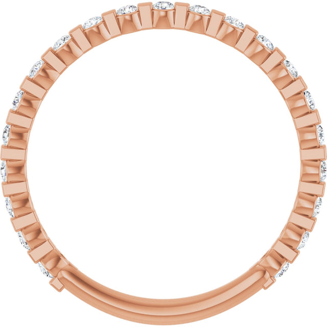 14K Gold Round Natural Diamond Channel-Set Anniversary Band – 1/4–3/4 CTW - Rose Gold - view 2