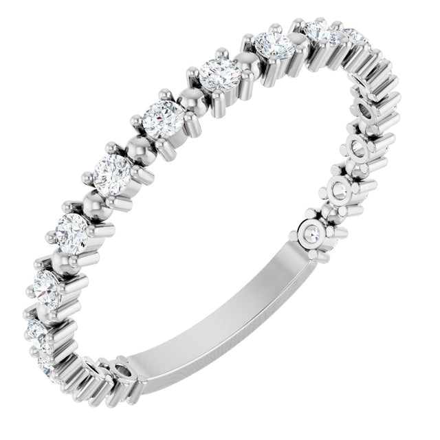 14K Gold Round Lab-Grown Diamond Beaded Anniversary Band – 1/3 CTW - White Gold