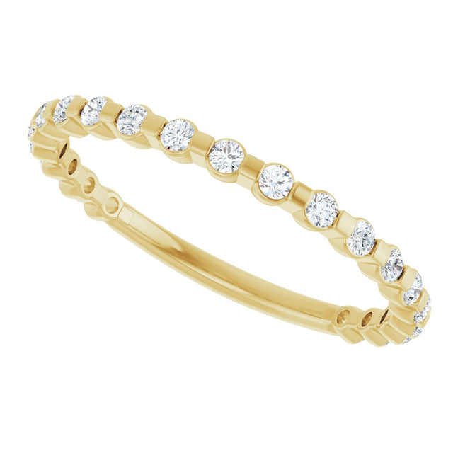 14K Gold Round Natural Diamond Channel-Set Anniversary Band – 1/4–3/4 CTW - Yellow Gold - view 5