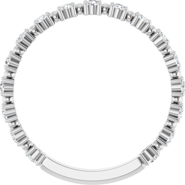 Platinum Round Natural Diamond Beaded Anniversary Band – 1/6–3/4 CTW - view 2