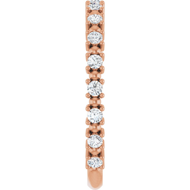 14K Gold Round Natural Diamond Beaded Anniversary Band – 1/6–3/4 CTW - Rose Gold - view 4