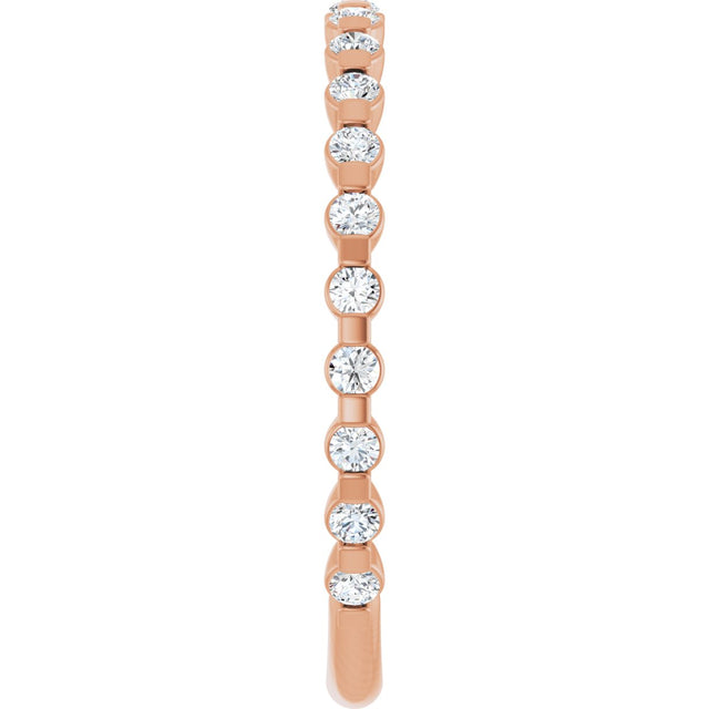 14K Gold Round Natural Diamond Channel-Set Anniversary Band – 1/4–3/4 CTW - Rose Gold - view 4