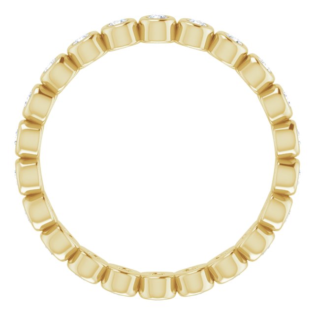 14K Gold Round Natural Diamond Eternity Band – 1.5 mm Stones - Yellow Gold - view 2