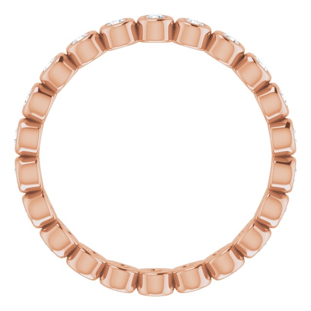 14K Gold Round Natural Diamond Eternity Band – 1.5 mm Stones - Rose Gold - view 2