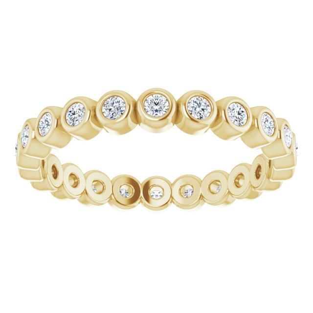 14K Gold Round Natural Diamond Eternity Band – 1.5 mm Stones - Yellow Gold - view 3