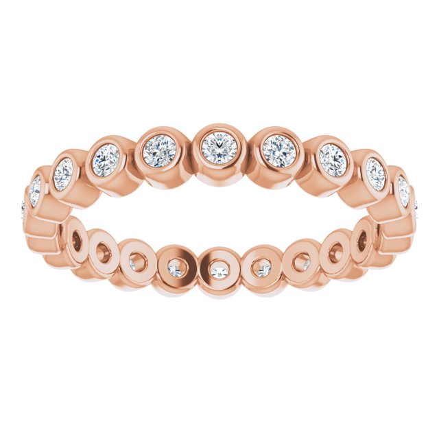 14K Gold Round Natural Diamond Eternity Band – 1.5 mm Stones - Rose Gold - view 3